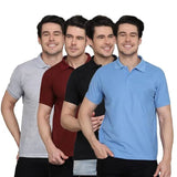 Polo Neck T-Shirt (Multicolor, M) (Pack of 4)