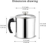 Stainless Steel Oil Pot With Filter & Lid